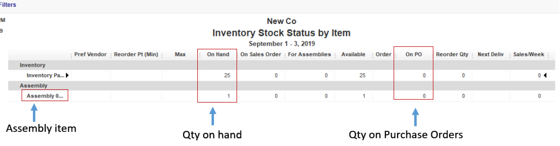 quickbooks inventory stock reports