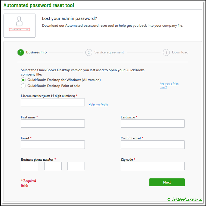 Use the Automated Password Reset Tool for QuickBooks Desktop