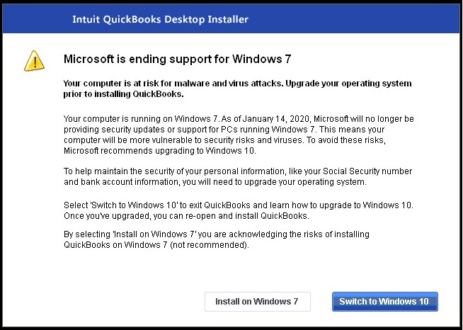 QuickBooks windows 7 error